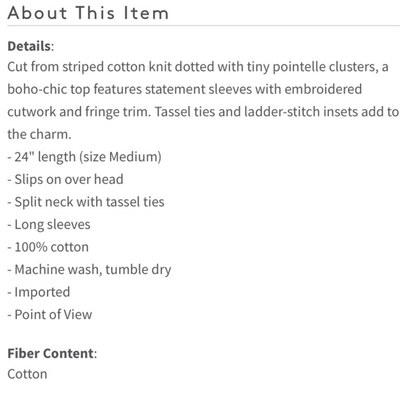 Lucky Brand Blue Eyelet Stripe Peasant Blouse XS - Picture 9 of 9